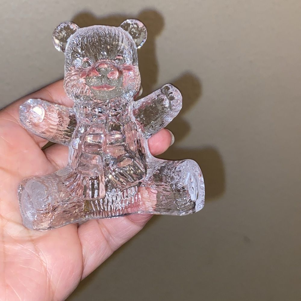 Clear Crystal Glass Teddy Bear Figurine